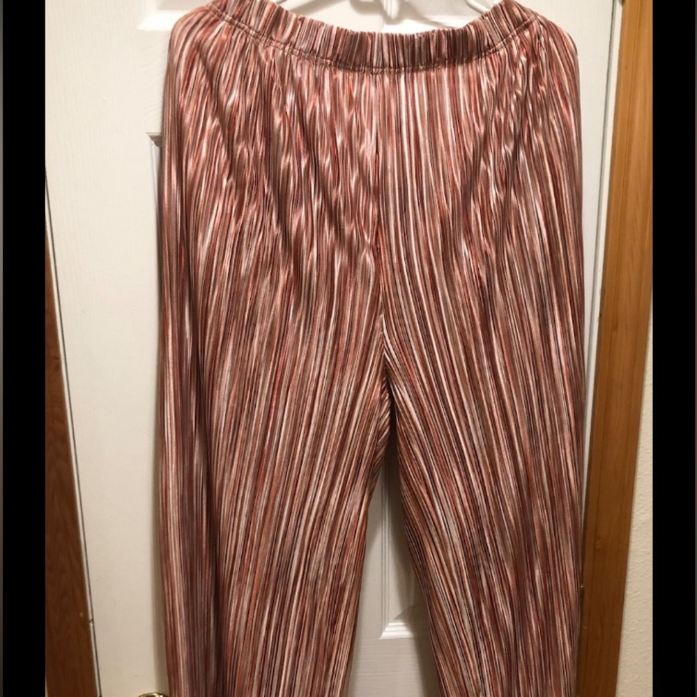 Steve Madden Ansel Pants Pleated Wide Leg Stripe Shine Multicolor NWT $69